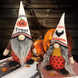 Muñeco de Peluche de Gnomo sin Rostro de Halloween, Figura de Rodolfo con Patrón de Calabaza y Murciélago, Adorno Decorativo para Mesa de Hogar y Fiestas - Product Image 3