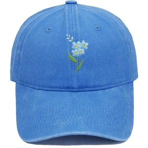 Nuovo Cappellino da Baseball Vintage Ricamato con Piccoli Fiori Blu Non-Ti-Scordar-Di-Me, Fresco e Semplice, da Donna, Casual - Product Image 4