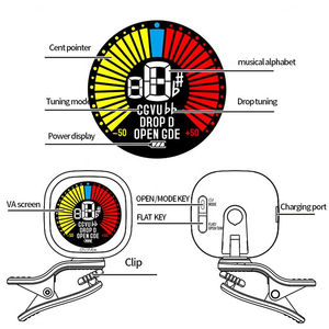 อุปกรณ์ปรับเสียงแบบคลิปออน WST-670แบบชาร์จไฟได้ของ Cherub สำหรับกีตาร์อะคูสติกและอูคูเลเล่ปรับแต่งเชลโล่ - Product Image 4