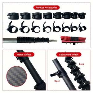 Удлинительная телескопическая штанга из углеродного волокна (T300, T800, M40) высотой 35 футов, легкая и прочная, для мытья окон и солнечных панелей - Product Image 4