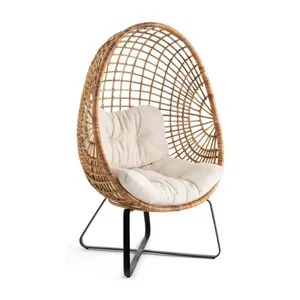 Outdoor Chair Joyeleisure PE Rattan Sofa Chair With Waterproof Cushion Balcony Outdoor Indoor Rattan Basket Patio Use