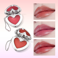 Palette 2-en-1 personnalisée avec logo en forme de cœur pour produits de maquillage : rouge à lèvres hydratant et waterproof, et blush pour lèvres et joues