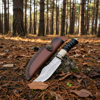 Couteau tactique de survie en acier damas cuivré de qualité supérieure avec manche en bois pour la chasse et le camping