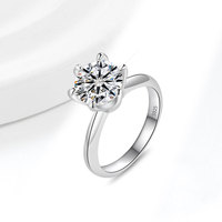Bague en Moissanite en Argent Sterling Plaqué Platine S925, Sertissage à Six Griffes, Bijoux de Niche Haut de Gamme, Vente en Gros, Cadeaux