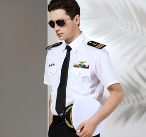 कपड़े वायु सेना सफेद शर्ट पुरुष नाइट क्लब एयरलाइन पायलट स्टीवर्ड वर्दी कस्टम - Product Image 4