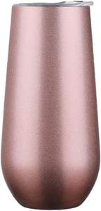 Gobelet à champagne en acier inoxydable de 6 oz, verres sans pied avec couvercle, double paroi isolée, tasse à vin ou à café de voyage - Product Image 2