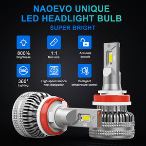 Nailnao — ampoules de voiture à haute luminosité Led, H4, H7, H11, 12000lm/paire, 100w/paire, tailles lumineuses, de conduite - Product Image 2