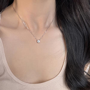 Collier ras du cou en argent sterling S925 et moissanite, inspiré de Zhao Lusi, pour <span class=keywords><strong>femme</strong></span>, luxe léger, niche haut de gamme, élégant, avec pendentif câble - Product Image 3