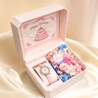 Boîte carrée haut de gamme personnalisée Bouquet Garden pour fleurs éternelles préservées, coffret cadeau montre, arrangement fait main, impression UV, taille personnalisée