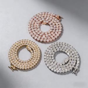 Collier Chaîne Tennis Iced Out en Argent Sterling 925 avec Diamants de Laboratoire VVS et Moissanite, Tailles 2mm 3mm 4mm 5mm 6.5mm - Product Image 6