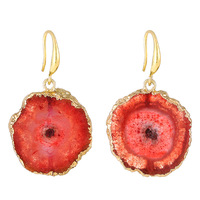 Boucles d'oreilles en géode naturelle brute en gros, pendantes en agate drusy pour femme, idéales pour les soirées, festivals de musique, tenues de soirée et cadeaux originaux