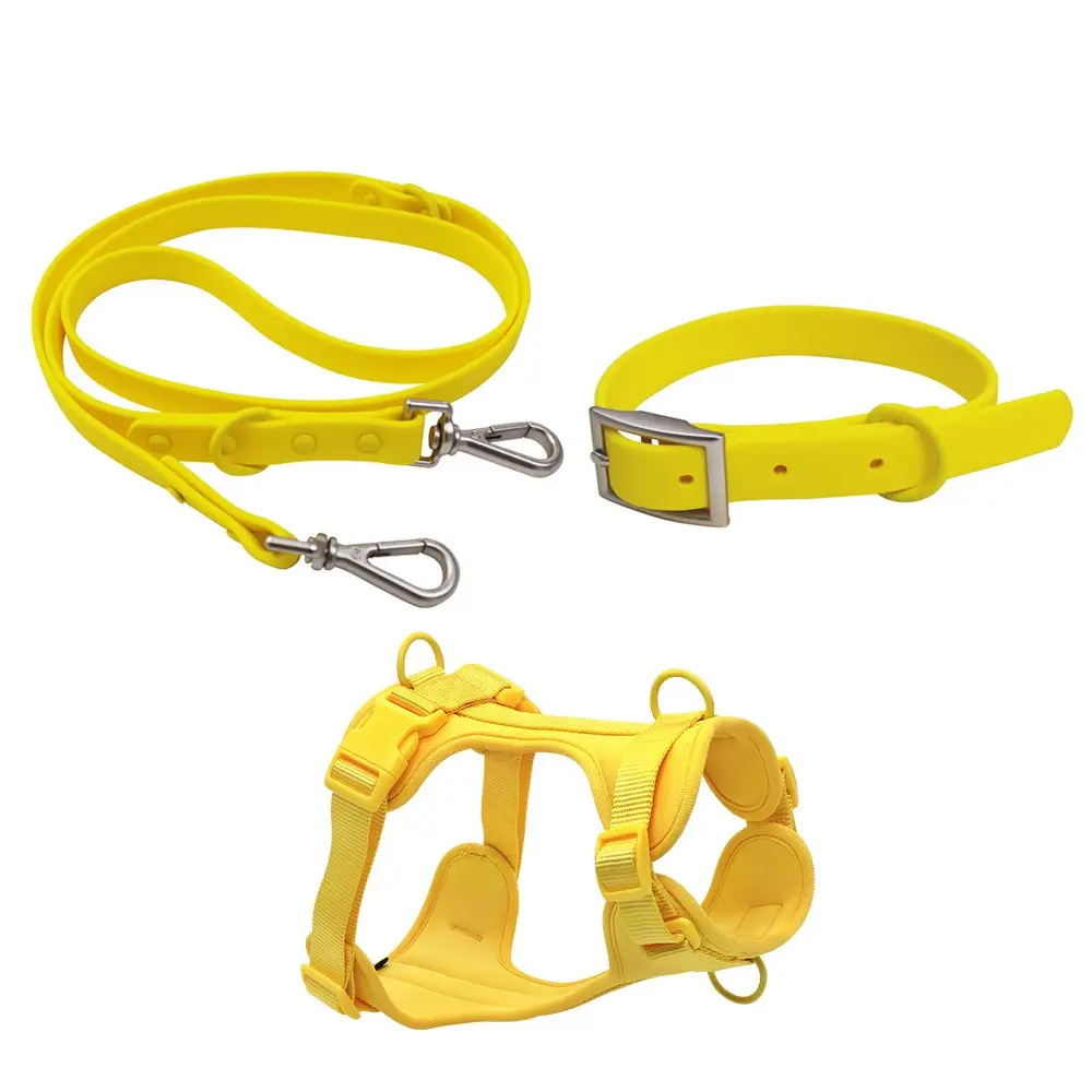 Nouveau harnais pour chien moyen et grand ensemble corde pour chien en PVC avec sangle de poitrine en caoutchouc et lumières pour colliers pour animaux de compagnie