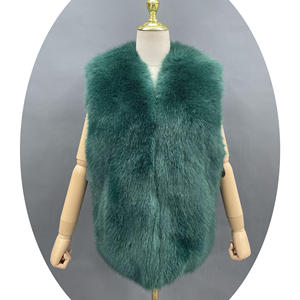 Janefur, venta al por mayor, Chaleco corto de piel de zorro de imitación de color personalizado para mujer, chaleco de piel sintética de piel entera a la moda de invierno - Product Image 2