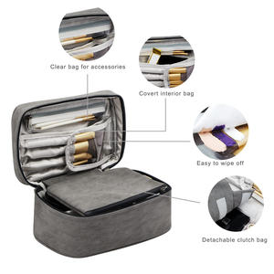 Sacs cosmétiques de voyage personnalisés en cuir PU pour usine OEM – Trousse de maquillage portable, pochette de toilette, sac de rangement pour produits de beauté et de soin - Product Image 3