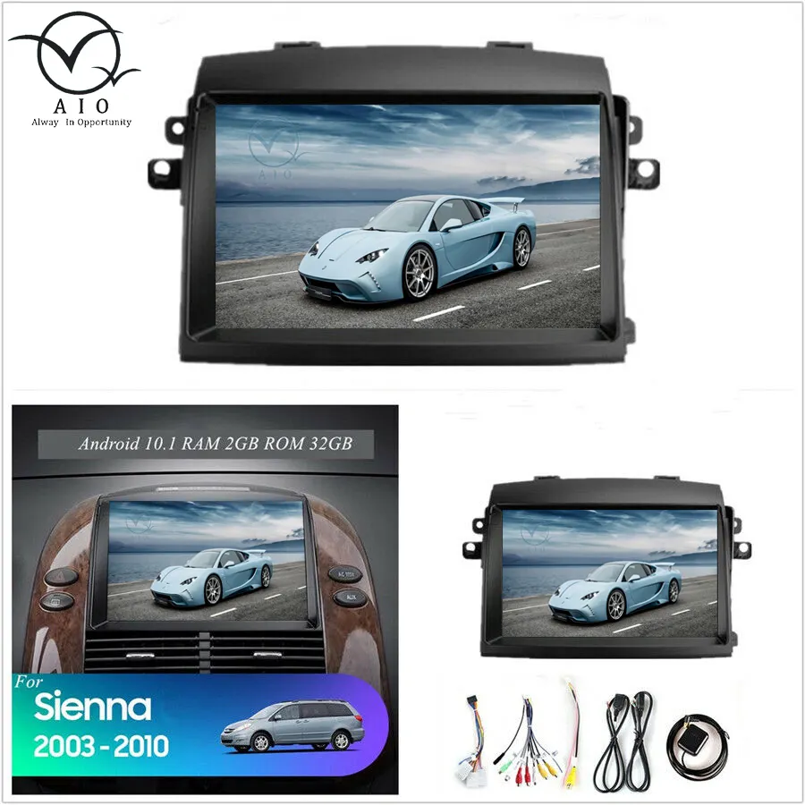 Voor Toyota Sienna 2004 2005 2006 2007 2008 2009 2010 Aio 9 Inch 2 Din Android Met Gps Wifi Bt fm Radio Dvr Dsp Obd2 Auto Stereo