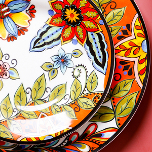 Assiette profonde en céramique de Style européen, vaisselle en céramique d'<span class=keywords><strong>automne</strong></span> de 90 plats, bol de riz et à nouilles ménagère - Product Image 5