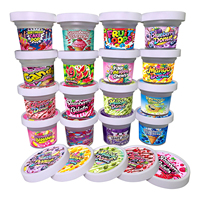 Pot en plastique refermable de 3,5 g 100 ml pour emballage de crème glacée, snacks, biscuits, herbes sèches, fleurs, bonbons gélifiés avec autocollant à effet holographique