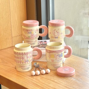 Tazas de Porcelana <span class=keywords><strong>con</strong></span> Diseño de Animales de Dibujos Animados, <span class=keywords><strong>con</strong></span> Tapa y Cuchara, Juego de Regalo de Tazas Portátiles y Lindas para la Oficina, Fiestas y <span class=keywords><strong>Desayunos</strong></span> - Product Image 3