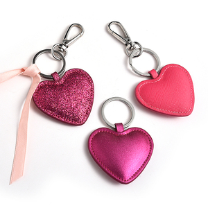 Custom Shape Shiny Delicate Red Heart Shape PU <b>Leather</b> Handbag <b>Keychain</b> - Product Image 1
