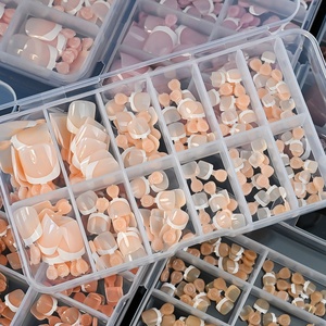 120 Uñas Postizas Cortas Cuadradas con Punta Francesa, Color Rosa Nude, Acrílicas, Cobertura Total, Reutilizables, para Pedicura - Product Image 5