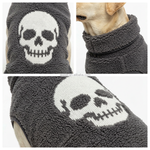 Gilet pour chien en tricot torsadé à col roulé, imprimé crâne moderne, collection Printemps-Été 2026, facile à porter, vente en gros, vêtements pour animaux <span class=keywords><strong>de</strong></span> compagnie pour chiots - Product Image 6
