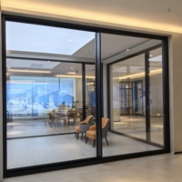 Puerta Corredera de Vidrio con Marco de Aluminio Resistente, Puerta de Entrada para Villa con Aislamiento Térmico y Eficiencia Energética