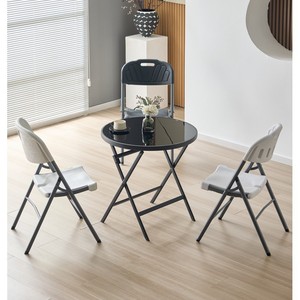 <span class=keywords><strong>Tavolo</strong></span> Pieghevole <span class=keywords><strong>Quadrato</strong></span> con Telaio in Metallo Nero e Vetro in Acciaio Inossidabile, Ideale per Giardino, Spiaggia e Patio di Ristoranti - Product Image 3