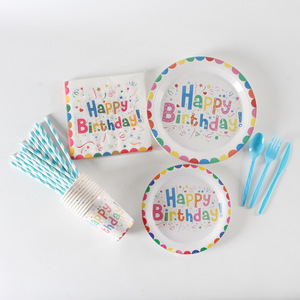 Modernes Hochwertiges Einweg-Partygeschirr-Set mit Buntem Happy-Birthday-Design für Kinderpartys, Inklusive Zahlen - Product Image 2