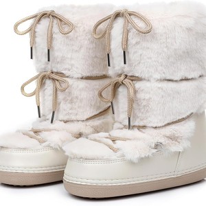 Bottes d'hiver pour femmes mi-mollet <span class=keywords><strong>avec</strong></span> <span class=keywords><strong>fourrure</strong></span> et tige en PU, semelle intérieure en peluche, imperméables et chaudes - Product Image 5