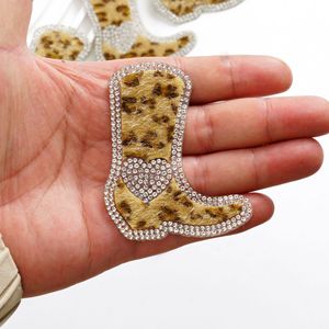 Kişiselleştirilmiş özel ayakkabılar çizmeler aplikler yama Glitter Rhinestone Leopard Boot nakış demir on yamalar için giysi çanta şapkalar - Product Image 2