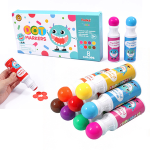 Conformité EN71 garantie, ensemble de peinture lavable, encre non toxique, 8 couleurs vibrantes, stylos à pois <span class=keywords><strong>pour</strong></span> tout-petits, outils de peinture <span class=keywords><strong>pour</strong></span> l'apprentissage précoce - Product Image 1