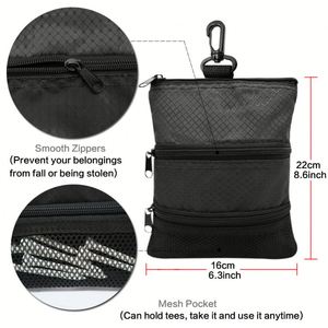 Sac de rangement portable pour balles de golf avec logo personnalisé, plusieurs poches avec fermetures éclair, accessoires de golf, sacs de rangement compacts pour le golf - Product Image 2