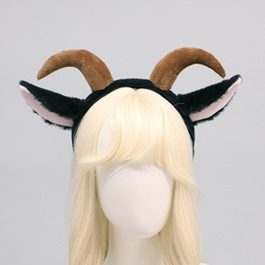 Cosplay Dierlijke Rekwisieten Lamsoren Hoofdband Schattige Pluche Schapenhaar Hoepel Halloween Cosplay Dier Witte En Zwarte Geitenhoofdtooi - Product Image 4