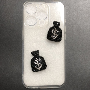 Rétro Cool <span class=keywords><strong>Noir</strong></span> Série Cerise <span class=keywords><strong>Papillon</strong></span> Argent Sac Arc Dos Plat Plein Strass Charmes Junk Téléphone Cas Miroir Décorations - Product Image 3