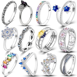MULA Anelli alla Moda in Vero Argento 925 con Zirconi Scintillanti Farfalle e Ali d'Angelo Popolare Gioielleria Fine da Donna per la Creazione di Anelli Fai-da-Te - Product Image 1