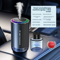 Diffuseur d'air purificateur de tableau de bord moderne avec éclairage d'ambiance, parfums agréables, lumières célestes, porte-gobelet - Désodorisant de voiture, aromathérapie