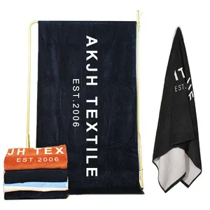 100% cotton beach towels velour custom design reactive printed large over sized jacquard logo beach towel