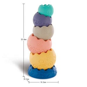 New Baby Silikon Stapels pielzeug Kinder Weich plastik Baby Beißring Stapel kugeln Weiches Spielzeug Kinder Sensorische Bausteine Balance Spielzeug - Product Image 6