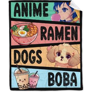 Couverture en flanelle rose Anime Girl Ramen Cat, couverture de sieste légère et respirante pour lit, canapé, impression personnalisée - Product Image 4