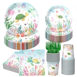 Vaisselle jetable moderne à thème dauphin, très vendue, pour fêtes <span class=keywords><strong>d</strong></span>'anniversaire, comprenant assiettes, gobelets et serviettes - Product Image 6