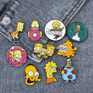 Cartoon Alloy Enamel Brooch Backpack Dress Collar Pin Simpsons Enamel Pins Lapel Pin For Hats