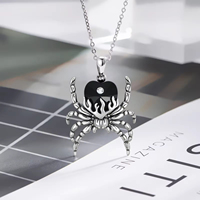 Bijoux sur le thème gothique Collier pendentif araignée en cristal noir oxydé en argent sterling 925