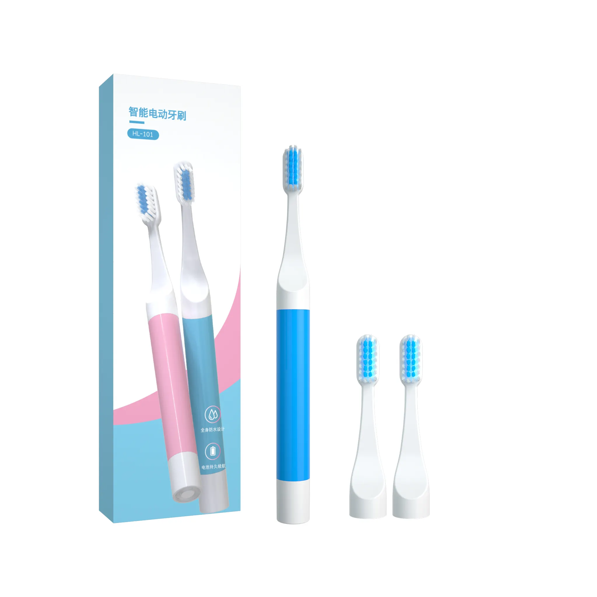 Güzel ucuz taşınabilir diş fırçası seyahat kullanımı Sonic elektrikli diş fırçası yedek kafaları ile