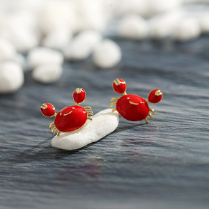 New Hot Fashion 925 <strong>Silver</strong> Red <strong>Crab</strong> Earrings for Women Girls Gift Fashion Statement <strong>Jewelry</strong> - Product Image 3