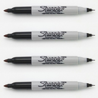 Stylo marqueur fin Sharpie 32000 à deux pointes, encre à séchage rapide, écriture lisse pour bureau, laboratoire, industriel, 4 couleurs