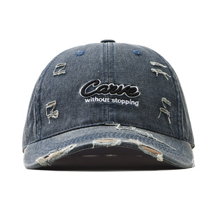Washed Denim <b>Baseball</b> <b>Cap</b> With Embroidery Unisex Casual Outdoor Hat For Men Women - Product Image 2