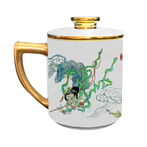 Tasse à eau en céramique blanche avec motifs sculptés à la main, idéale pour les hôtels, les familles, les villas, les restaurants - Product Image 4