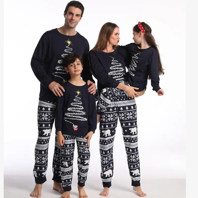 2022 Custom Women's Men's Children's Christmas Family Sleepwear Set Christmas Parent-Child Pajamas Sets