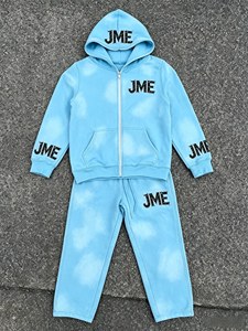 Conjunto Deportivo con Capucha y Cremallera, Azul, de Algodón, Ropa Casual para Niños, Temporada de Primavera - Product Image 1