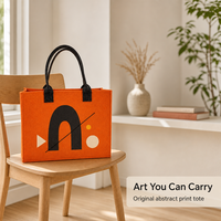 Sac fourre-tout en feutre à imprimé géométrique moderne, sac à main réutilisable, logo personnalisé, sac cadeau pour mariage, anniversaire, baby shower, fête